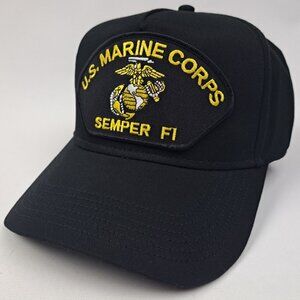 U.S. Marine Corps Semper Fi Patch Hat Black Cap Cotton